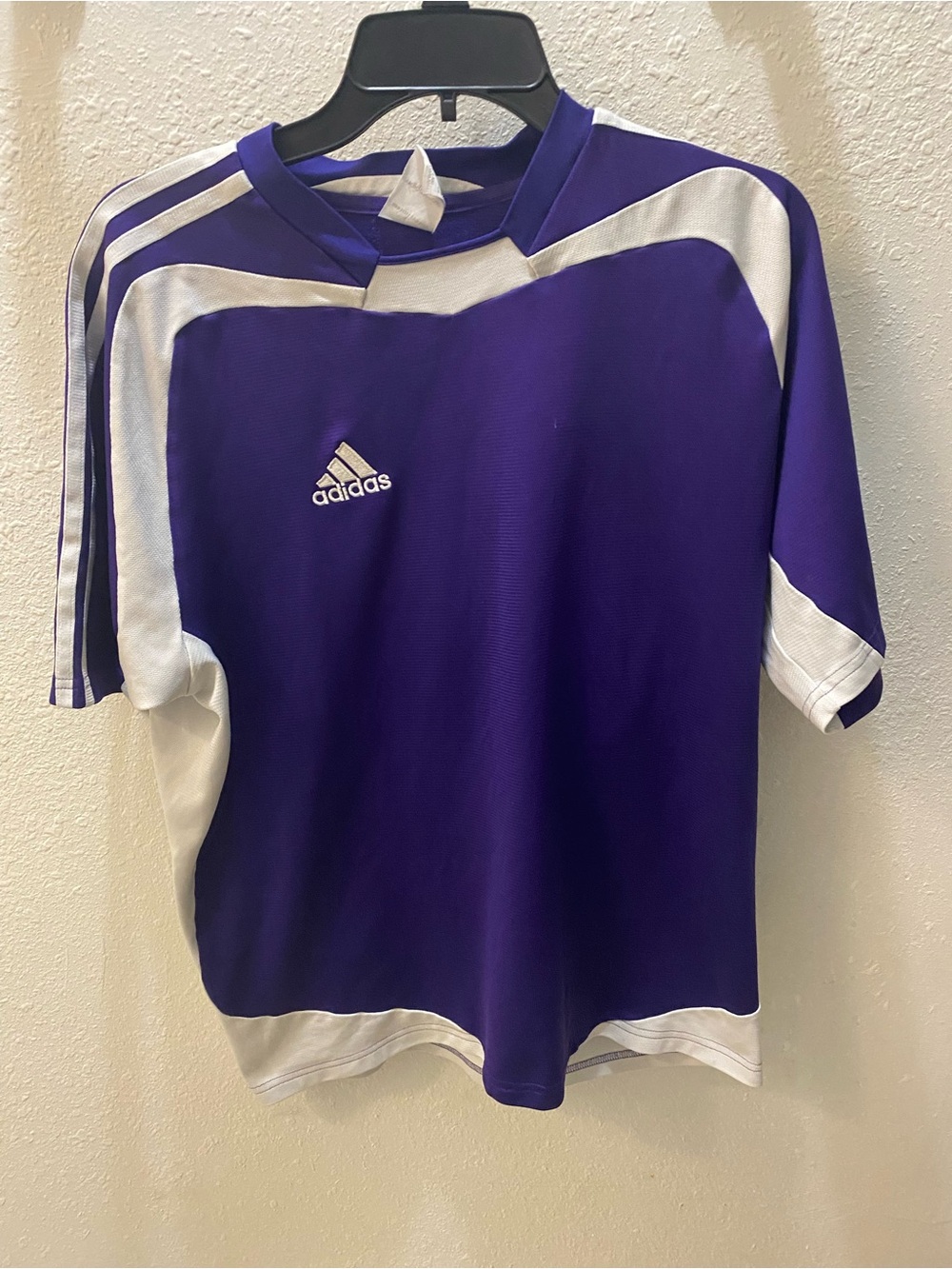 adidas Purple and White Short Sleeve Soccer Jersey